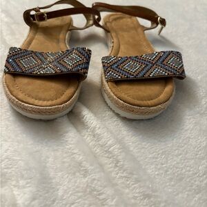 SO Beaded Sandals in Brown and Blue